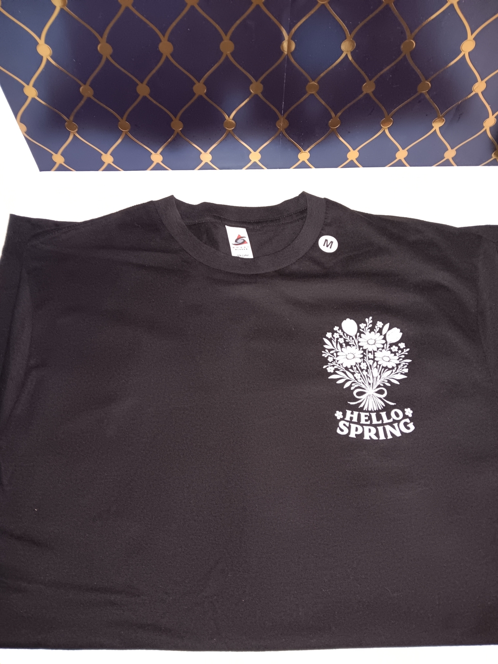 Unbranded Black "Hello Spring" Short Sleeve Graphic Tee